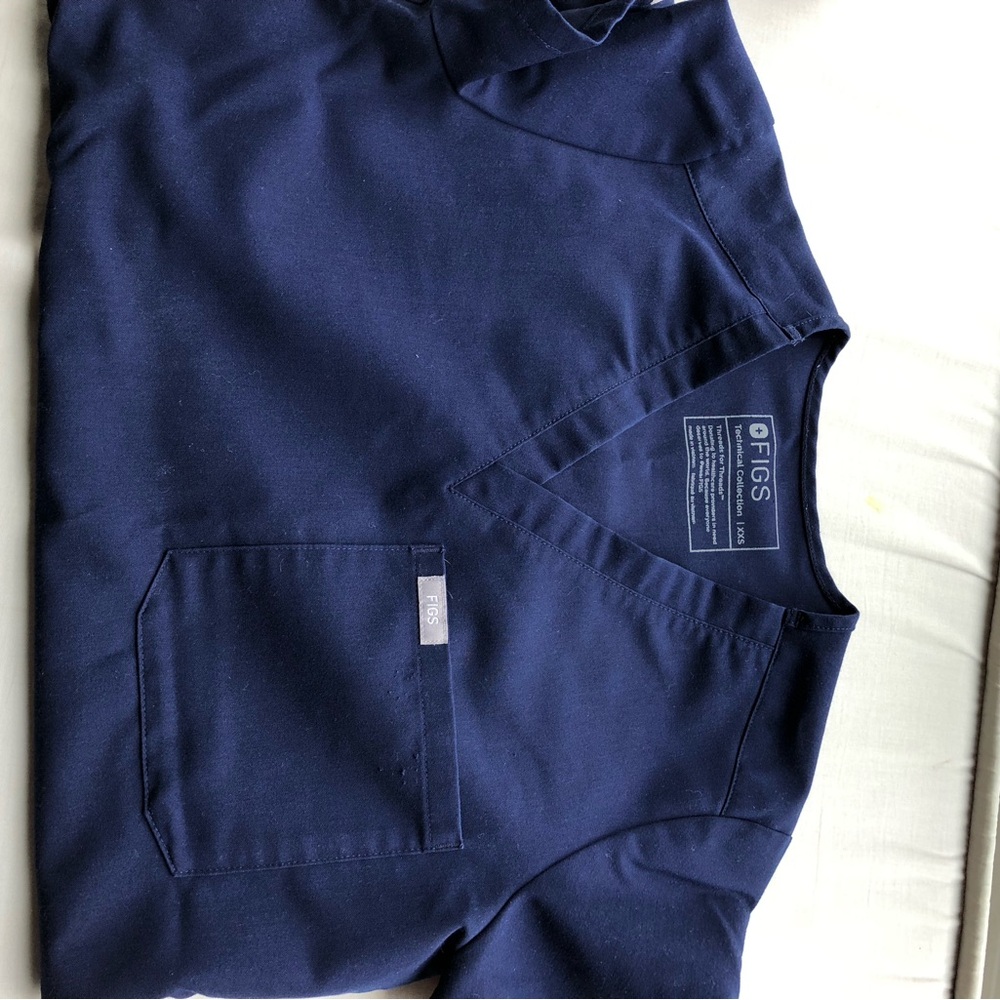 Figs Deep Blue V-Neck Scrub Top